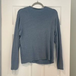 Saks Fifth Avenue Silk Cotton Light Blue Crewneck Shirt